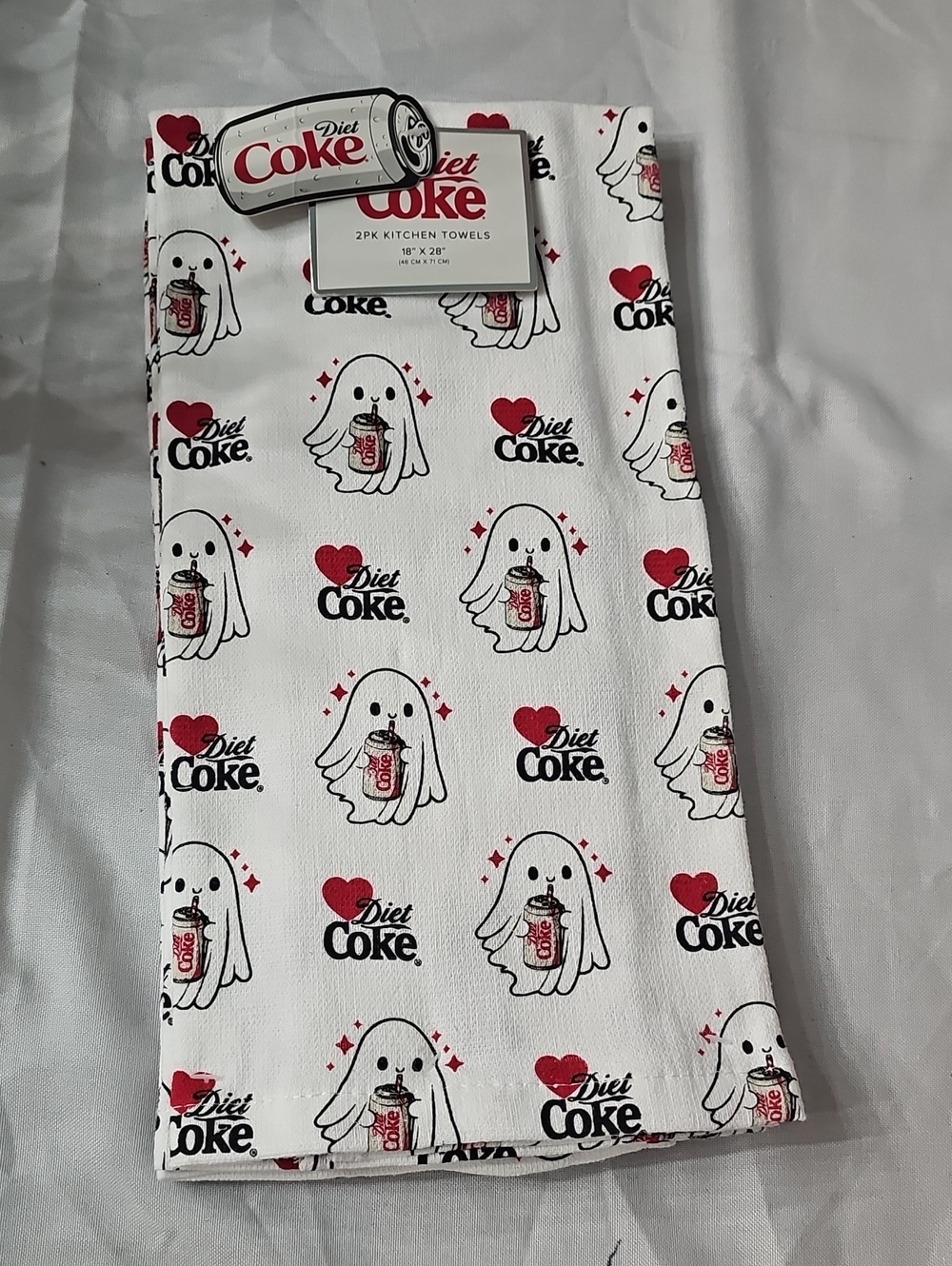 New! Set of 2 Halloween Diet Coke Ghost Kitchen Towels!